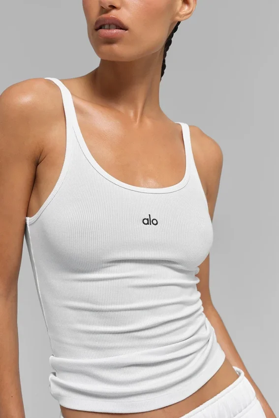 Camiseta de tirantes Prosper con diseño acanalado - Blanca