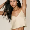 Camiseta de tirantes Radiance de mezcla de seda - Beige arena