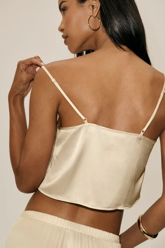 Camiseta de tirantes Radiance de mezcla de seda - Beige arena