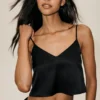 Camiseta de tirantes Radiance de mezcla de seda - Negro