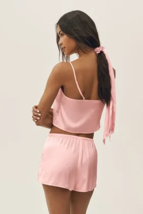 Camiseta de tirantes Radiance de mezcla de seda – Rosa soleado