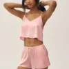 Camiseta de tirantes Radiance de mezcla de seda - Rosa soleado