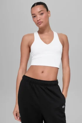 Camiseta de tirantes Real Bra con sostén integrado Airbrush – Blanco