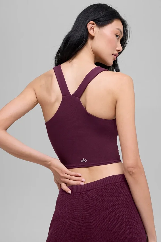Camiseta de tirantes Real Bra con sujetador integrado y efecto Airbrush - Burgundy