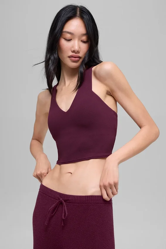 Camiseta de tirantes Real Bra con sujetador integrado y efecto Airbrush - Burgundy