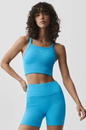 Camiseta de tirantes sin costuras acanalada Favorite - Azul celeste