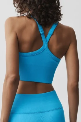 Camiseta de tirantes sin costuras acanalada Favorite – Azul celeste