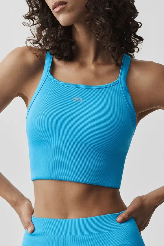 Camiseta de tirantes sin costuras acanalada Favorite - Azul celeste