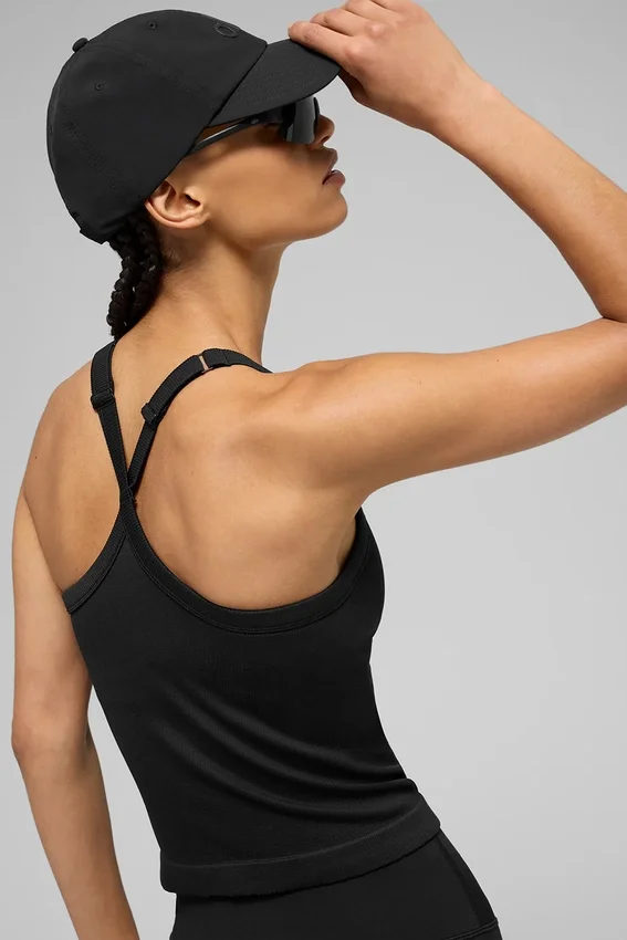 Camiseta de tirantes sin costuras con copas integradas Favorite — Negro