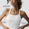 Camiseta de tirantes sin costuras con ribete acanalado y sujetador integrado Favorite de manga larga - Blanco