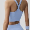 Camiseta de tirantes sin costuras con sujetador integrado y diseño acanalado «Favorite» - Azul Provenza claro