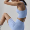 Pantalones cortos «Favorite» de 5" sin costuras y con tejido acanalado - Azul Provenza claro