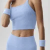 Camiseta de tirantes sin costuras con sujetador integrado y diseño acanalado «Favorite» - Azul Provenza claro