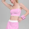 Camiseta de tirantes sin sostén Airbrush - Rosa corazón de caramelo/Blanco