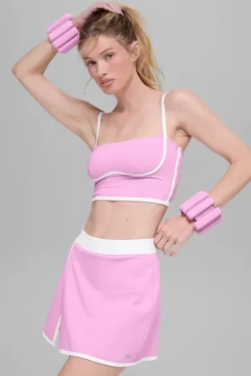 Camiseta de tirantes sin sostén Airbrush - Rosa corazón de caramelo/Blanco
