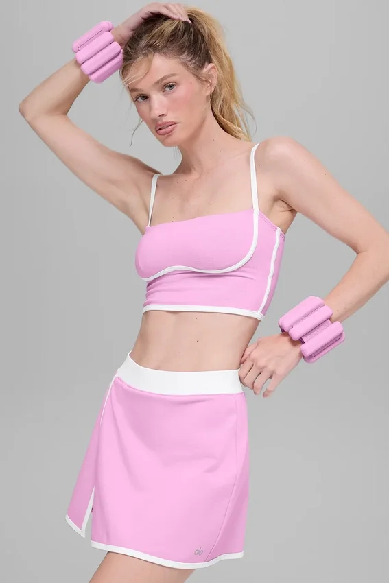 Camiseta de tirantes sin sostén Airbrush - Rosa corazón de caramelo/Blanco