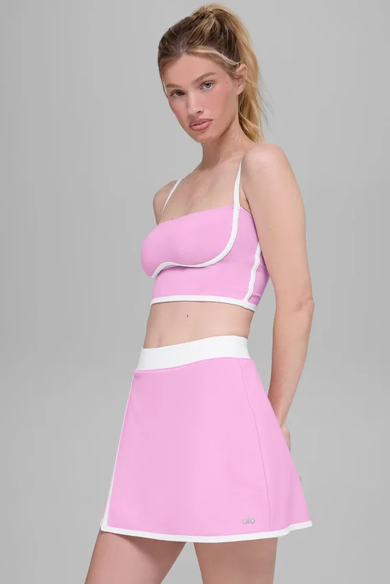 Camiseta de tirantes sin sostén Airbrush - Rosa corazón de caramelo/Blanco