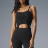 Camiseta de tirantes tipo liguero de punto denim - Negro/Antracita