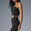 Camiseta de tirantes tipo liguero de punto denim - Negro/Antracita