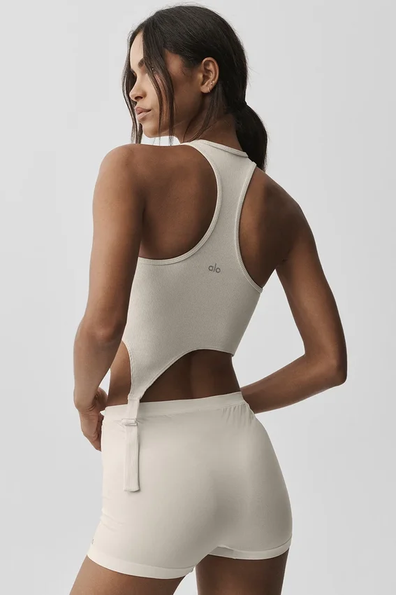 Camiseta sin tirantes Revelation de Alosoft acanalado - Oat Milk