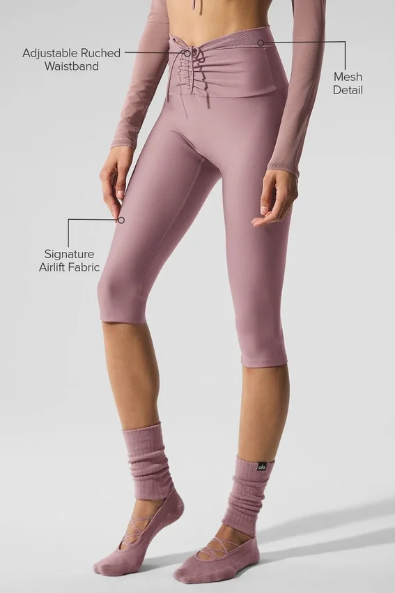 Capri Divine High-Waist Airlift con malla — Cuarzo ahumado