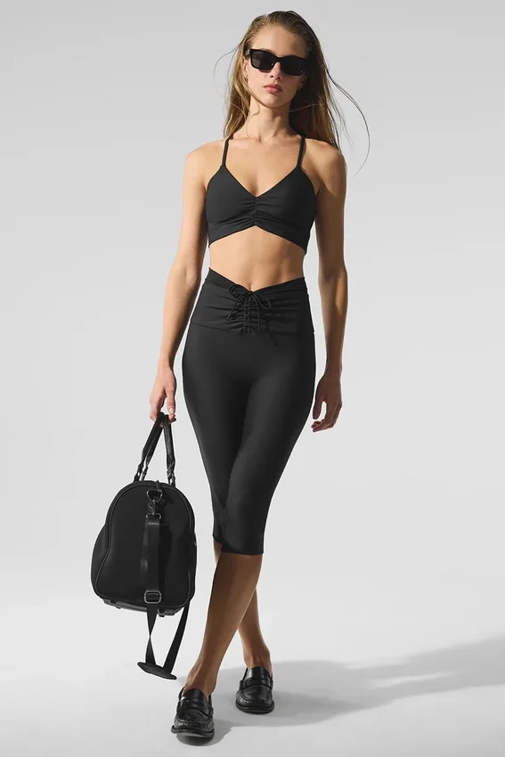 Capri Divine High-Waist Airlift con malla - Negro