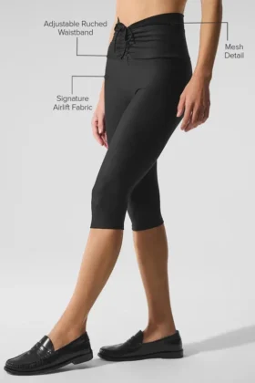Capri Divine High-Waist Airlift con malla – Negro
