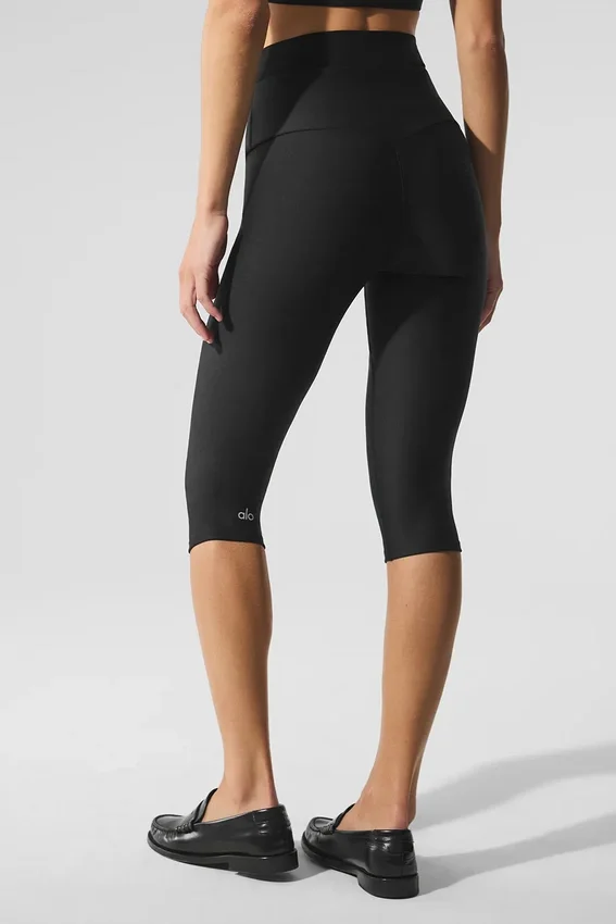 Capri Divine High-Waist Airlift con malla - Negro