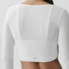 Cardigan corto acanalado Whisper - Blanco