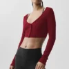 Cardigan corto acanalado Whisper - Rojo Romance de Verano