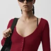 Cardigan corto acanalado Whisper - Rojo Romance de Verano