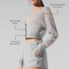 Cardigan corto de cachemira transparente - Gris jaspeado deportivo