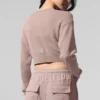 Cardigan corto de cachemira transparente - gris topo