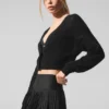 Cardigan corto de cachemira transparente - Negro