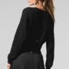 Cardigan corto de cachemira transparente - Negro