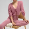 Cardigan corto de cachemira transparente - Rosa silvestre