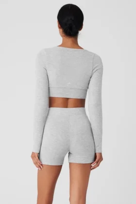 Cardigan corto «Me Time» de Alolux — Gris jaspeado deportivo