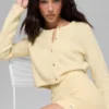 Cardigan corto «New Class» de lana y cachemira - Amarillo luz de vela
