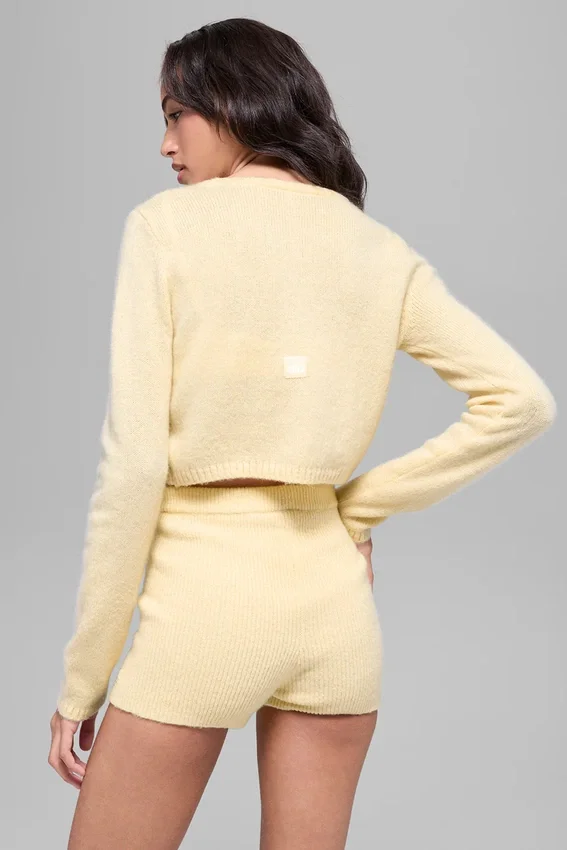 Cardigan corto «New Class» de lana y cachemira - Amarillo luz de vela