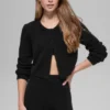 Cardigan corto New Class de lana y cachemira - Negro