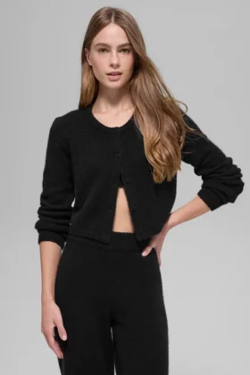 Cardigan corto New Class de lana y cachemira - Negro