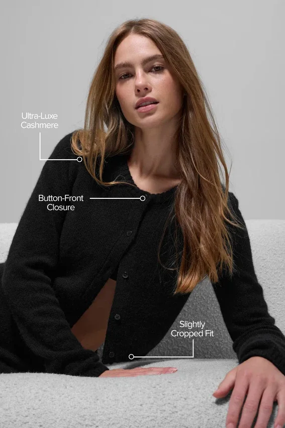 Cardigan corto New Class de lana y cachemira - Negro