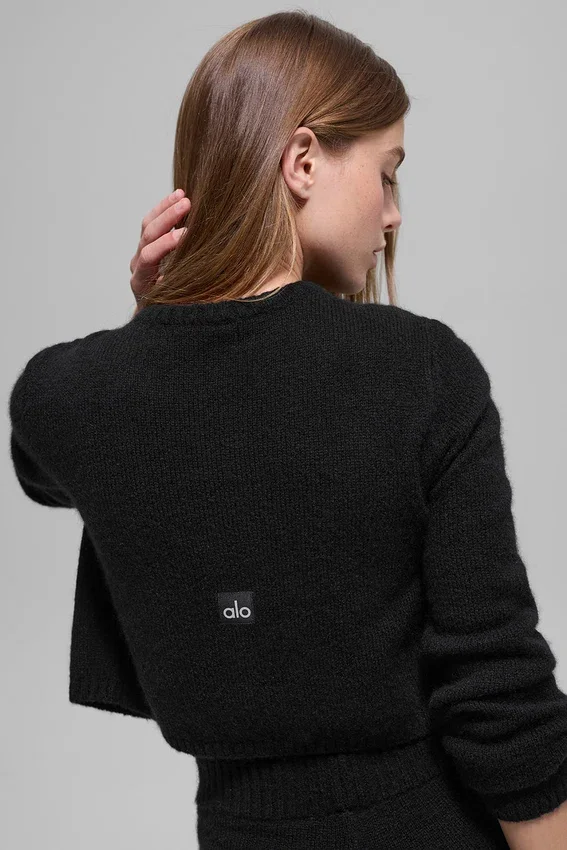 Cardigan corto New Class de lana y cachemira - Negro
