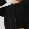 Cardigan de cachemira con tejido de panal - Negro
