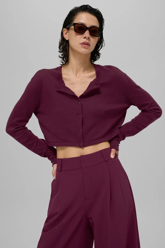 Cardigan de jersé Supernatural - Burdeos