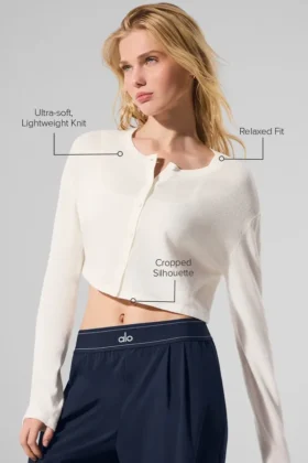 Cardigan de jersé Supernatural – Marfil