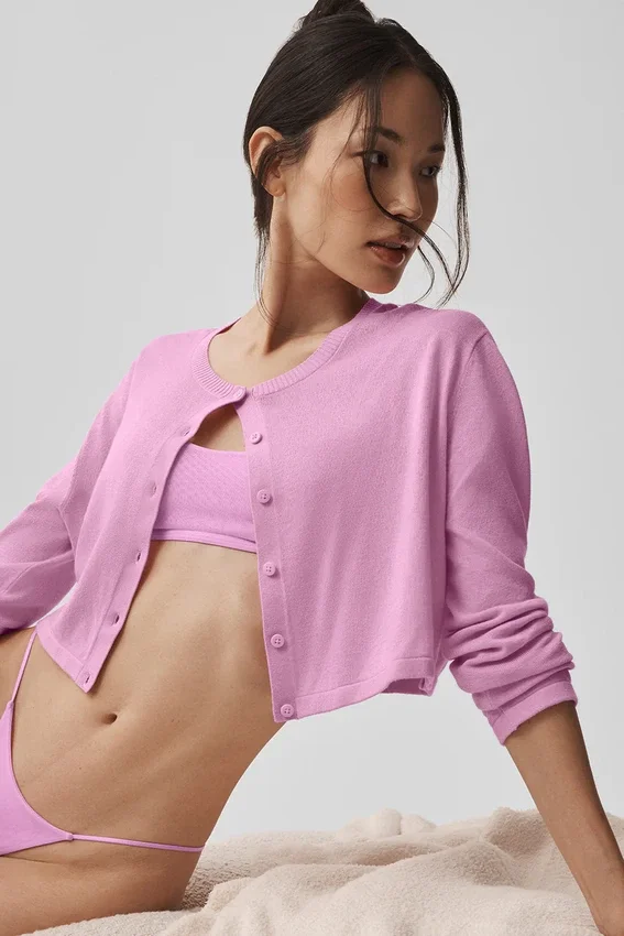 Cardigan de jersé Supernatural - Rosa corazón de caramelo