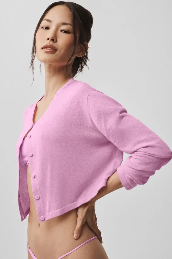 Cardigan de jersé Supernatural - Rosa corazón de caramelo