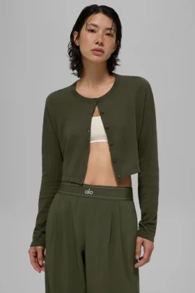 Cardigan de jersé Supernatural - Verde oliva