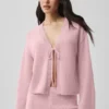 Cardigan de lana y cachemira New Class con lazo - Rosa vintage